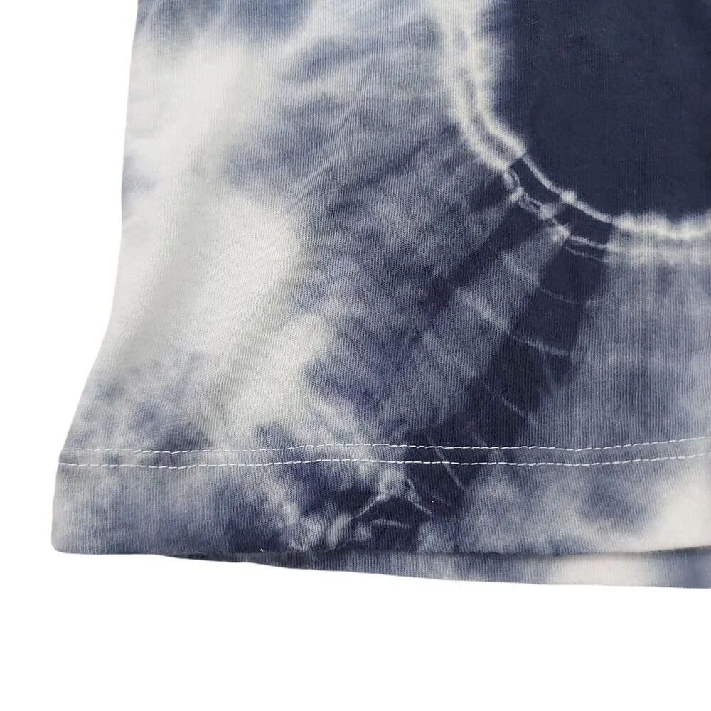 True Religion Mens Large Blue Tie Dye T-Shirt Relaxed Fit Short Sleeve Cotton